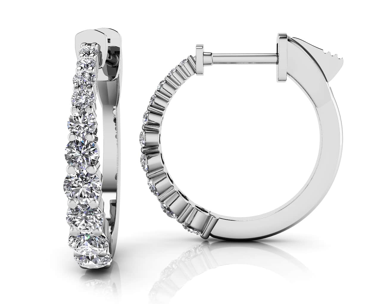 Petite Tapered Diamond Hoop Earrings with 0.71 ct.(finished) - Luxury Time NYC